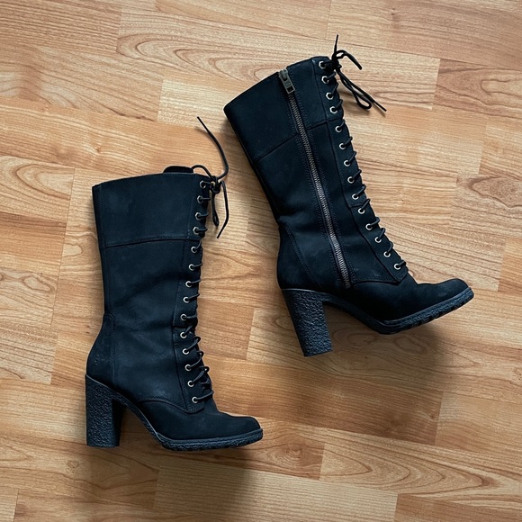 Timberland Shoes - Timberland Heeled Lace-Up Nubuck Boots